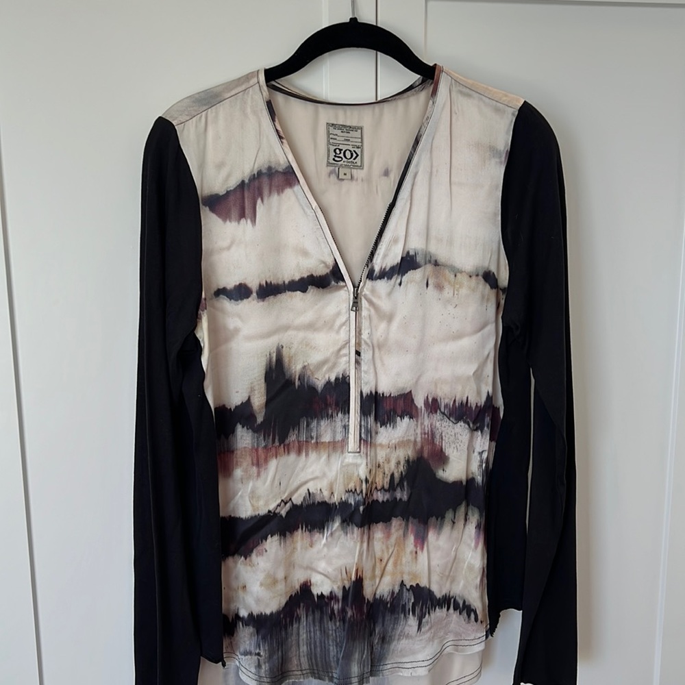 Go By Go Silk Zippy Redux Blouse Top Size M - image 1